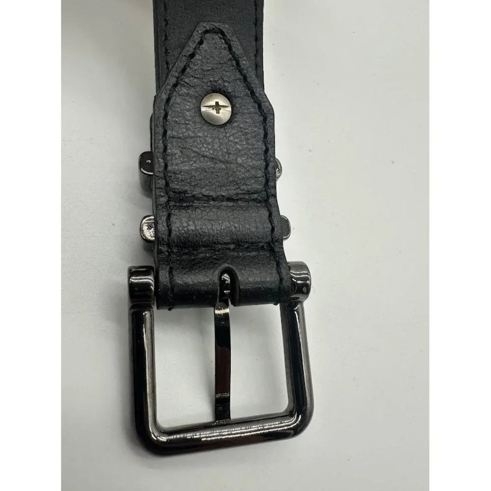 Versace Collection Mens Black Leather Belt Gunmetal Buckle Made in Italy Size 38